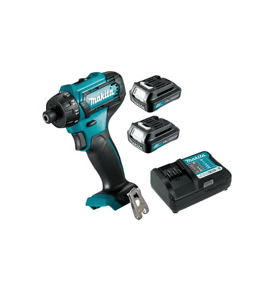 TALADRO ATORNILLADOR INALAMBRICO 12V + 2 BATERIAS 12V 1.5AH + CARGADOR MAKITA DF033DWYE