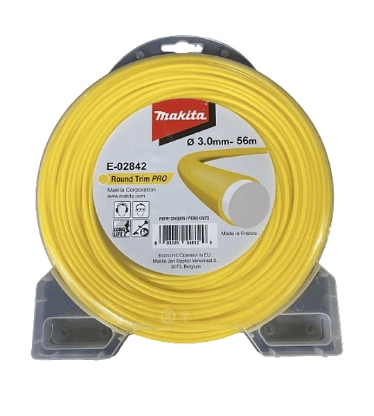 Nylon Redondo Amarillo Doble Capa 56mtrs 3,0mm Makita E-02842