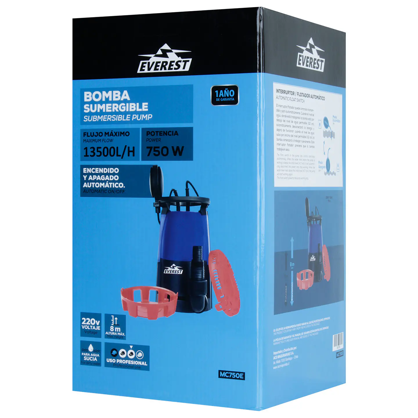 BOMBA SUMERGIBLE MULTIFUNCIÓN 750W MC750E EVEREST 4