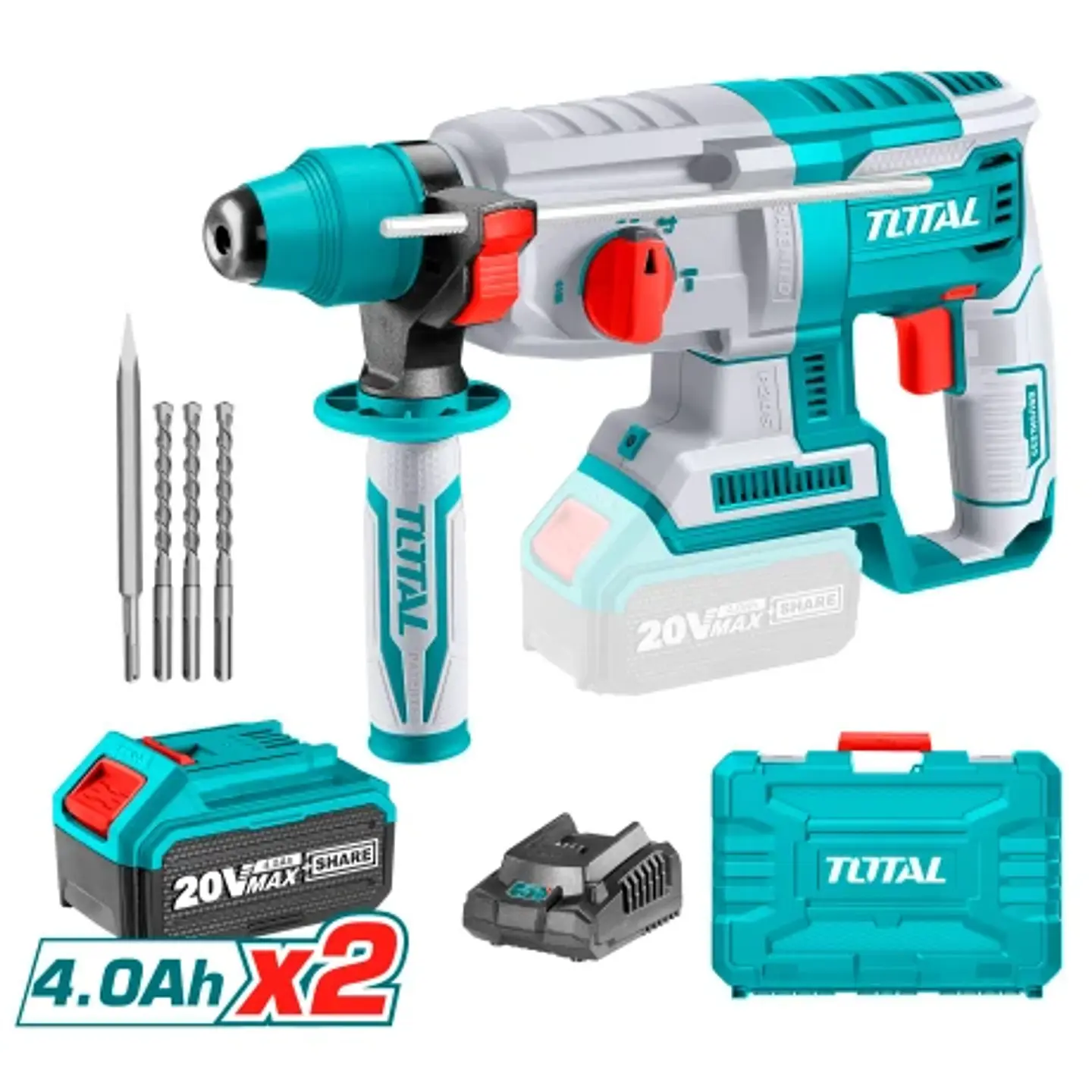 ROTOMARTILLO INALAMBRICO 20V 26MM + CARG+BAT TOTAL TRHLI202287 1