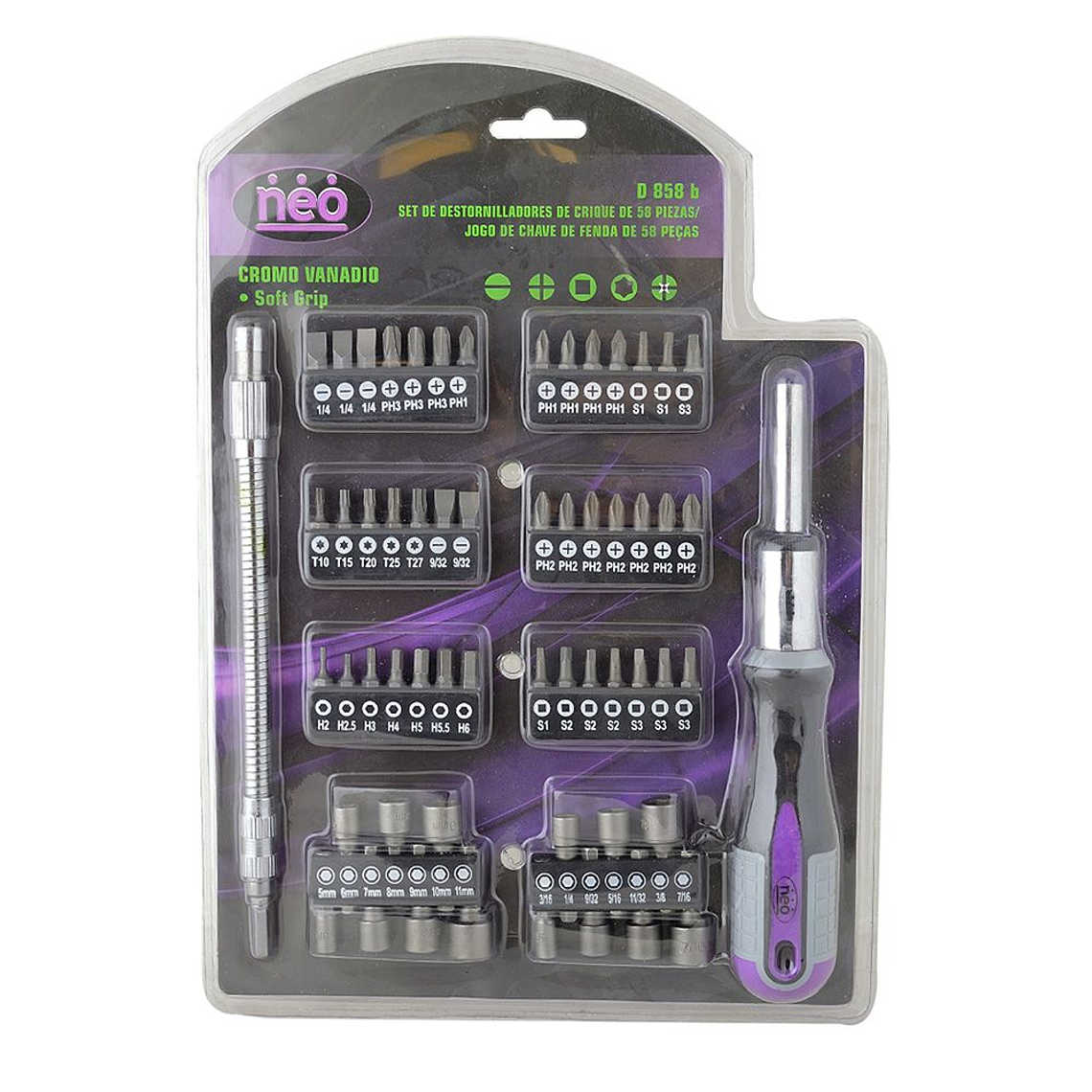 JUEGO DE PUNTAS DESTORNILLAR 58 PIEZAS D858B NEO 1