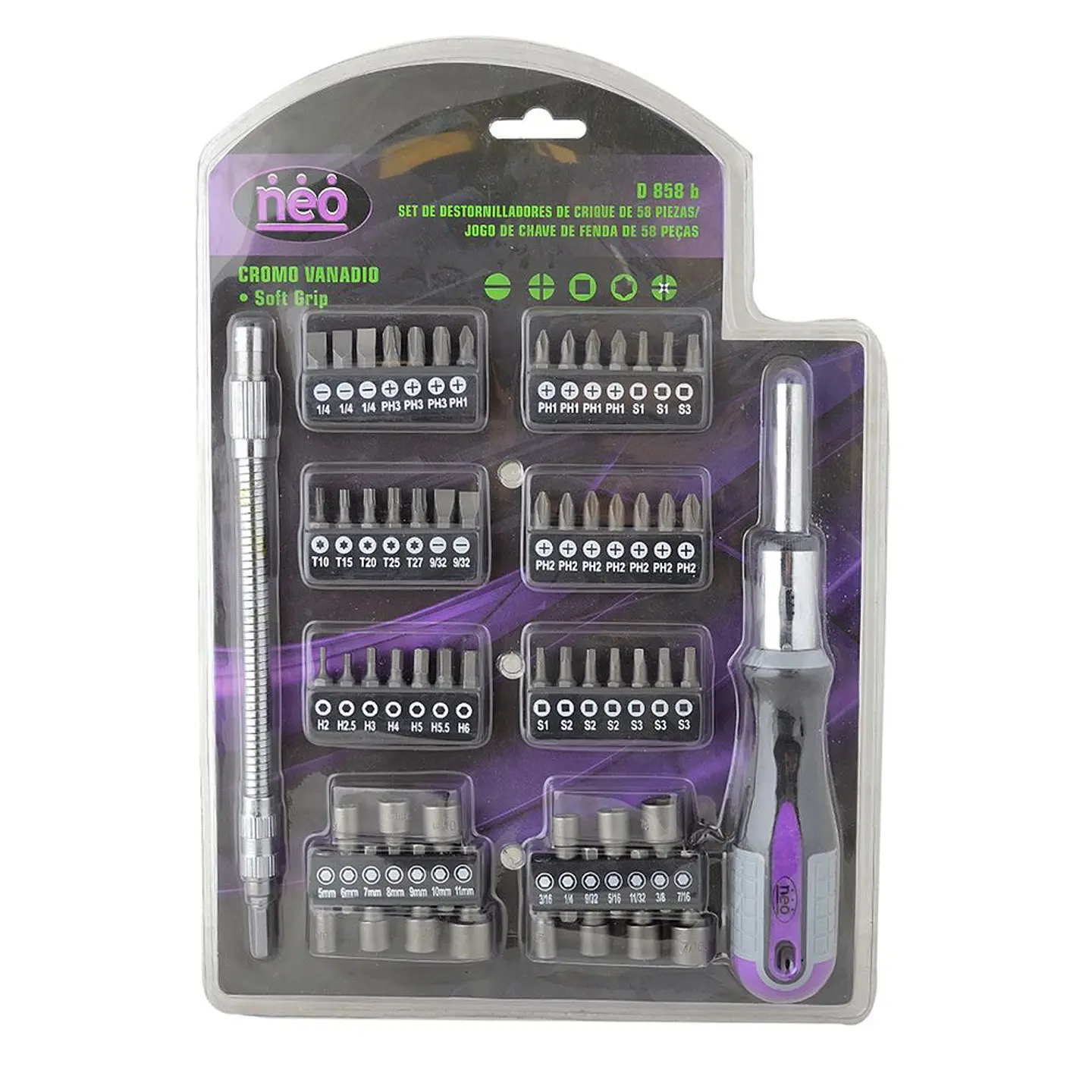 JUEGO DE PUNTAS DESTORNILLAR 58 PIEZAS D858B NEO 1