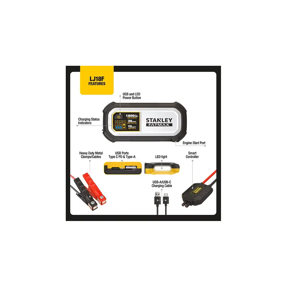 ARRANCADOR DE BATERIA 1800AMP STANLEY FATMAX LJ18F 4
