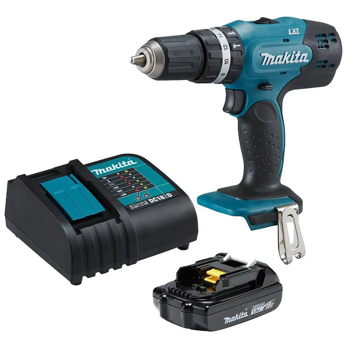 Taladro Percutor 18v 13mm Makita Dhp453x10 + Bateria + carg  1