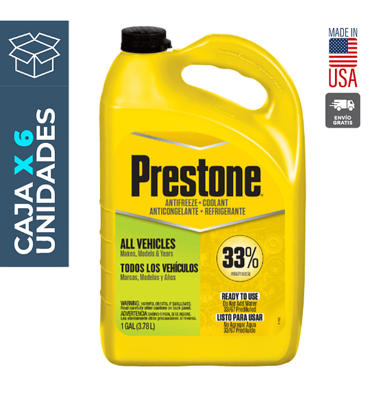 Anticongelante + Refrigerante Prestone al 33% (verde fluor) 3,78 lts