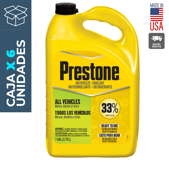 Anticongelante + Refrigerante Prestone al 33% (verde fluor) 3,78 lts
