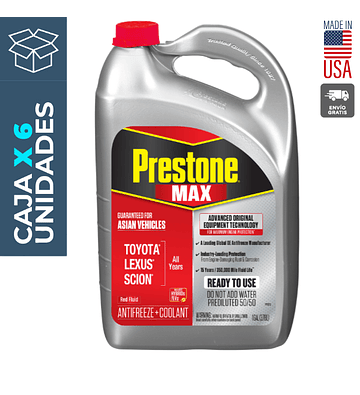 Anticongelante + Refrigerante Prestone MAX Asian Red (rojo) 3,78 lts