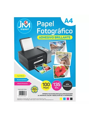 Papel fotografico adhesivo 135grs 100hjs jmimport