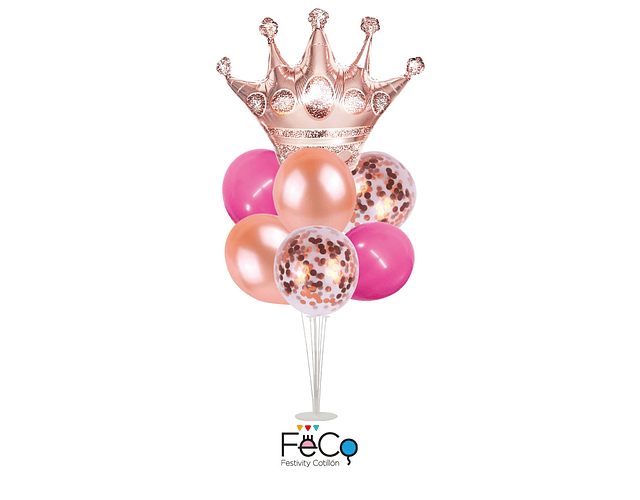 Set de globos f.c. corona rosa con pedestal 70cm feco*3*12
