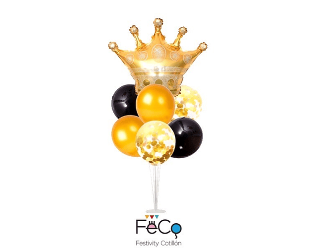 Set de globos f.c. corona dorada con pedestal 70cm feco*3*12