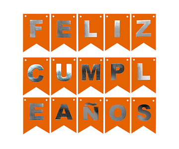Feliz cumpleaños fluor naranjo/plateado 4mt feco-m3-10