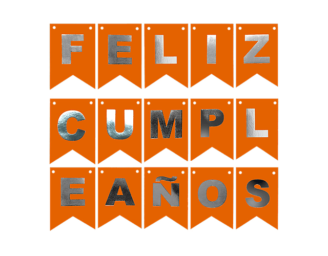 Feliz cumpleaños fluor naranjo/plateado 4mt feco-m3-10