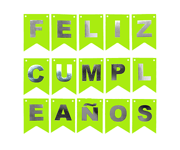 Feliz cumpleaños fluor amarillo/plateado 4mt feco*3*12