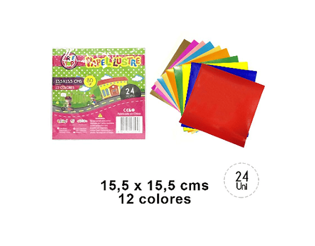 Papel lustre 15.5x15.5 80gr 12col artetop*20