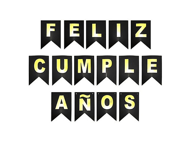 Feliz cumpleaños negro/dorado 3mt -m3-m10