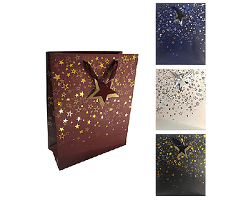 Bolsa regalo jumbo 30x40 estrellas metallicas feco*12