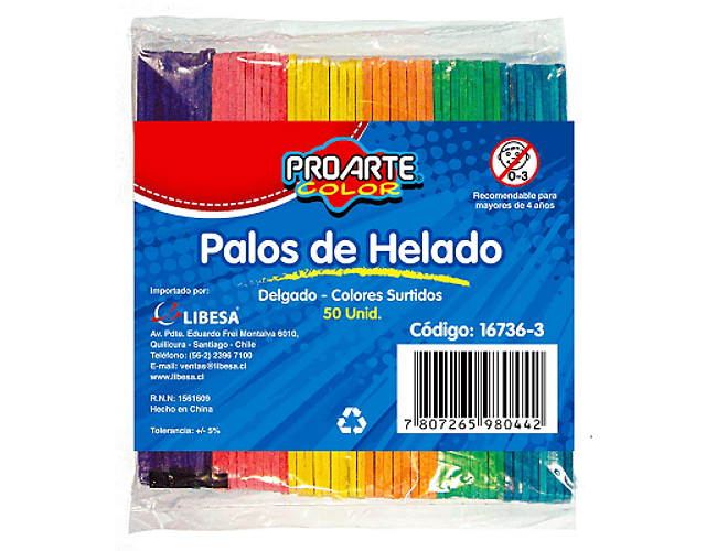 Palito helado color 50 un proarte -m3-10-25