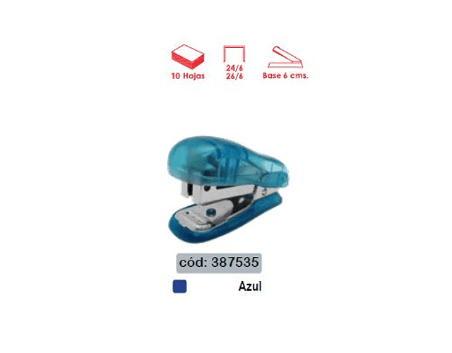 Corchetera mini plast azul p/10hj 26/6 fultons-m3-m10