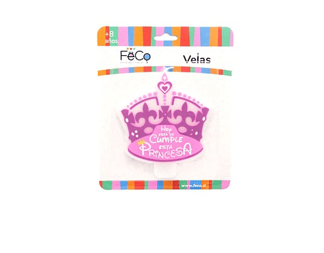 Vela corona princesa rosada feco*3*12