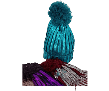 Gorro lana metalizado pompom-m6