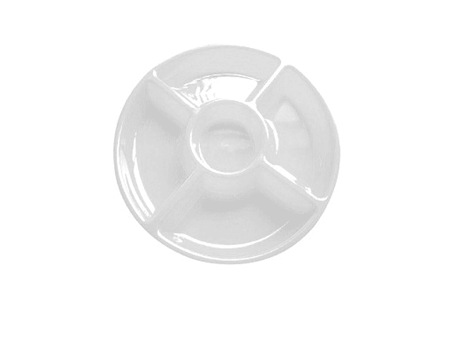 1un bandeja redonda plastico 5 espacios 30cm blanco*m3-10