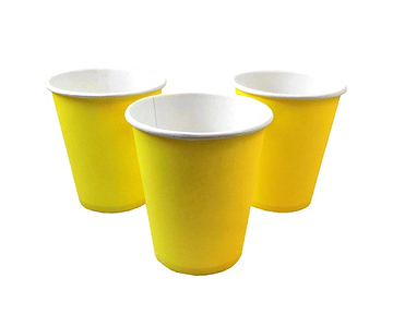 Set 10 vasos carton 200cc amarillo feco*m3*m10