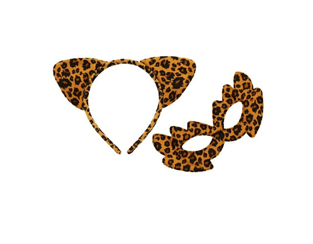 Set 3 piezas animalito cintillo leopardo cafe*3*12