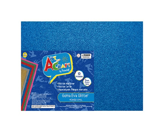 Goma eva glitter pliego 40x60 azul art&craft-m10