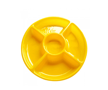 1un bandeja redonda plastico 5 espacios 30cm amarillo*m3-10