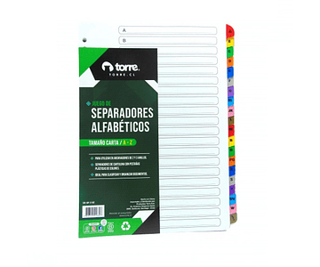 Separador carta cartulina a-z torre*m3*m10