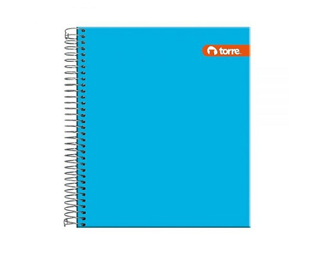 Cuaderno cuarta mat 7mm 100hjs liso colores torre*m3*m10