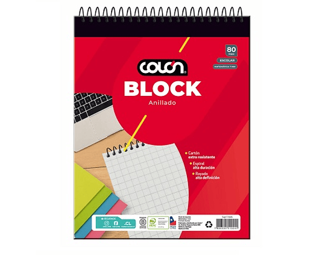 Block anillado escolar 19.7x15.6cm colon -m3-10-40