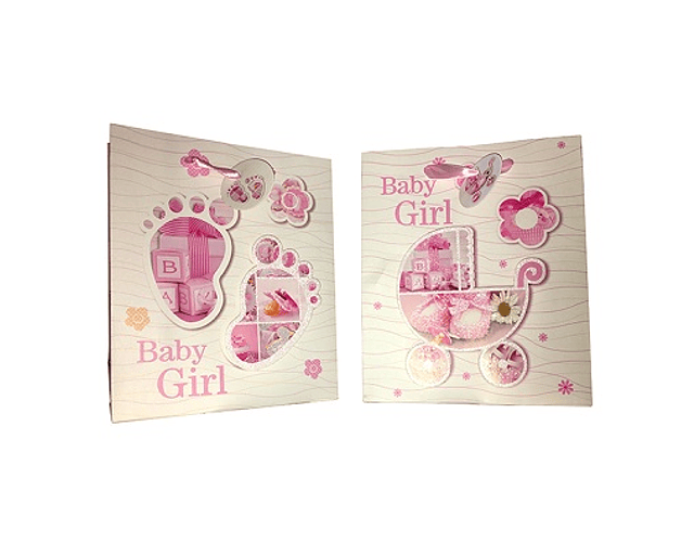 Bolsa regalo jumbo 30x40 baby girl glitter 3d*m12