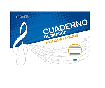 Cuaderno musica pauta entera 10hjs 26x17.7cm proarte -m3-10-25