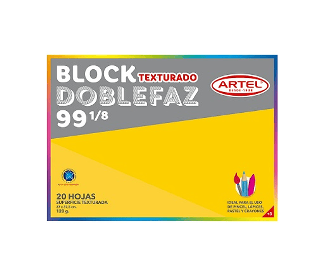 Block dibujo doble faz medio nº99 1/8 120gr 20hojas artel*m3*m10(15)