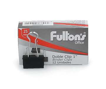 Apreta papel doble negro 25mm 12un fultons-m3-m10