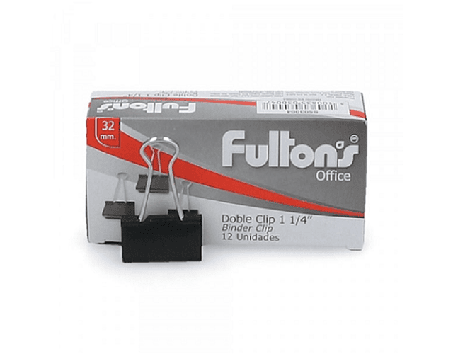 Apreta papel doble negro 32mm 12un fultons -m3-10-12