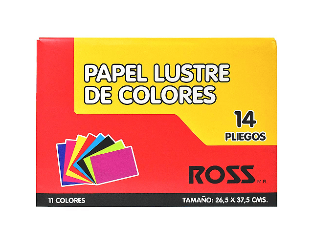 Estuche papel lustre 14 hojas 11 colores 265x375 ross-m3-m10