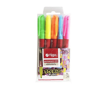 Set 05 lapiz marcador permanente fluor punta 1mm filgo-m3-m10