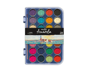 Acuarela en pastilla 28 colores proarte-m3-m10