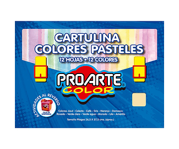 Estuche cartulina 12hjs 12 colores  pasteles proarte -m3-m10