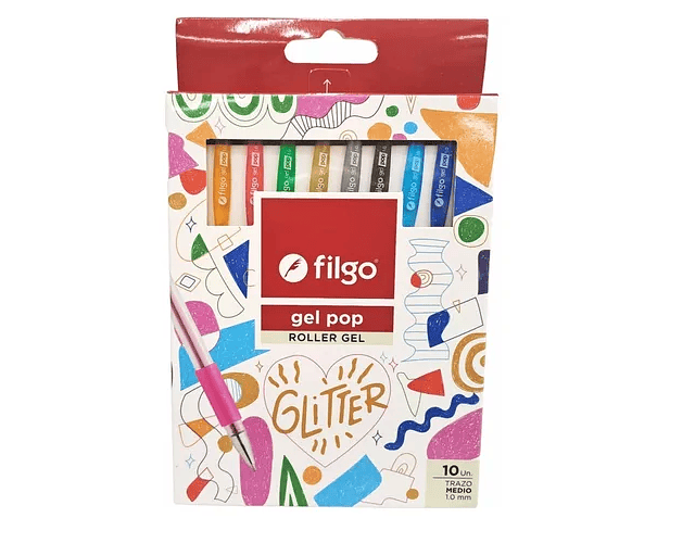 Set 10 lapiz gel pop glitter filgo-m3-m10