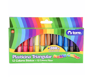 Plasticina 24 colores basicos-fluor triangular torre-m3-10-12