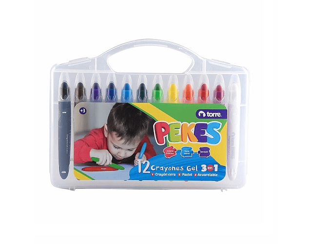 Lapiz de cera (crayones) gel 12 col extra suaves torre-m3-10-12