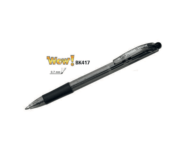 Boligrafo wow negro 0.7mm pentel*12