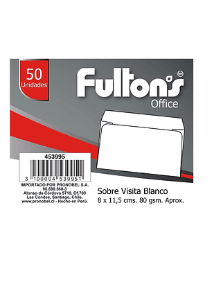 Set 50 sobres visita blanco 8x11.5cmfultons-m3-m10