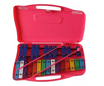 Metalofono cromatico 25 notas maleta plastica rosa-m3-10