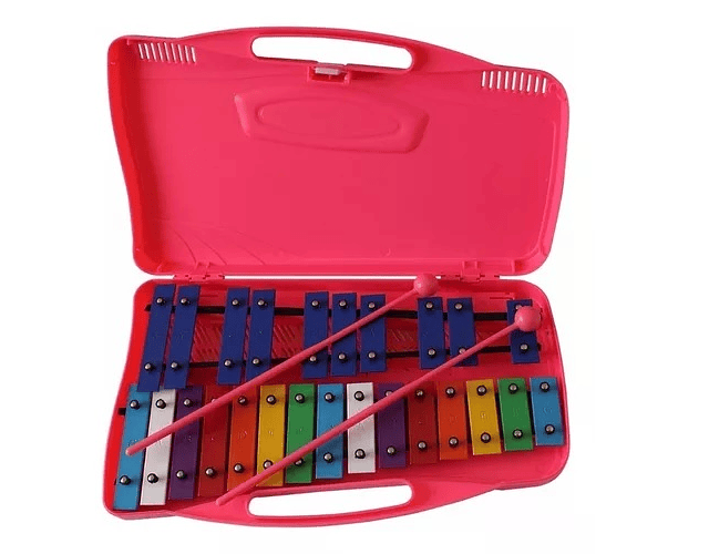 Metalofono cromatico 25 notas maleta plastica rosa-m3-10