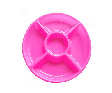 1un bandeja redonda plastico 5 espacios 30cm rosado-m3-m10