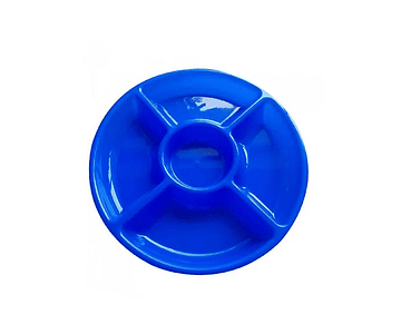 1un bandeja redonda plastico 5 espacios 30cm azul-m3-m10